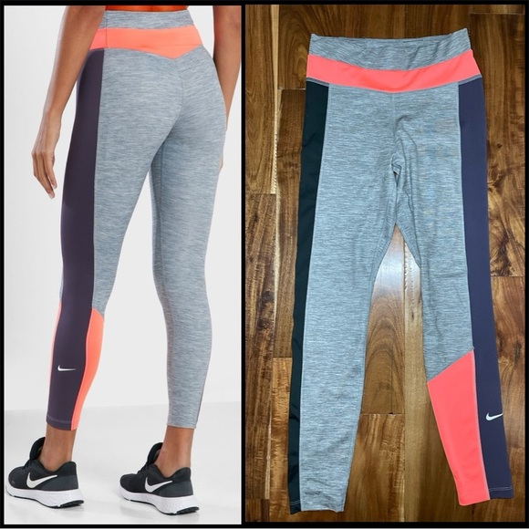 Nike Pants - Nike Dri-Fit Colorblock Leggings - Gray, Black, Purple and Pink